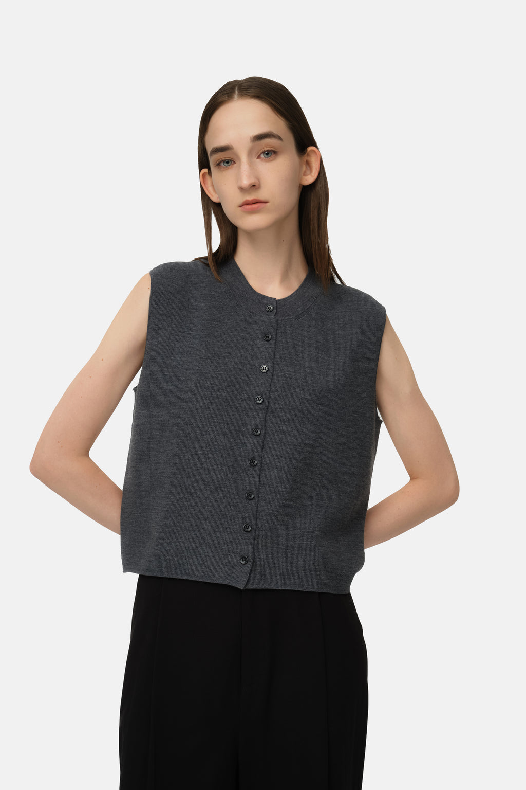 Aura Knit Vest - Charcoal